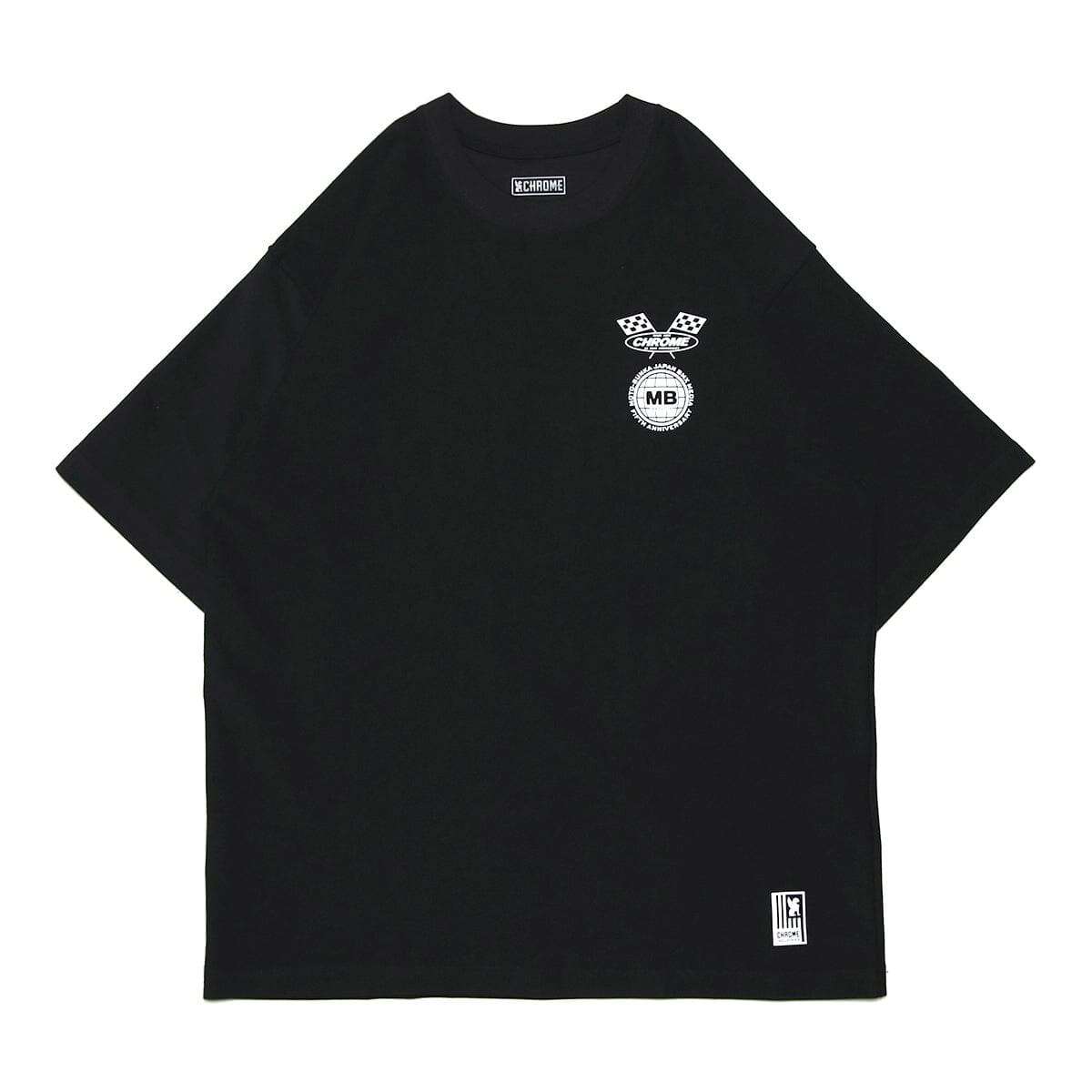 【QUA VINO】 ストリートオデットUネックブラック 6°Cマイナス】CHROME | MOTO-BUNKA ANNIVERSARY COLLAB TEE